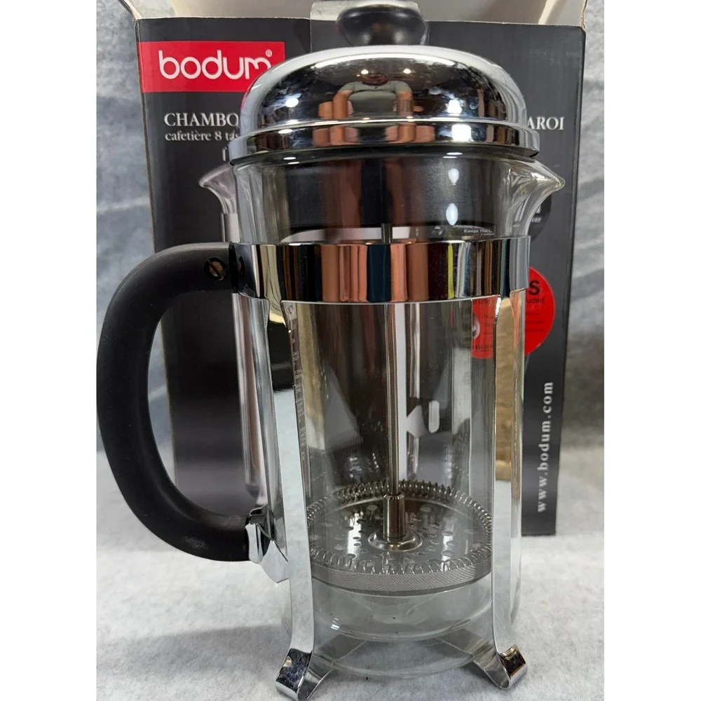 Bodum Chambord Double Wall French Press Coffee Maker 34oz 8 Cup Chrome 10573-16